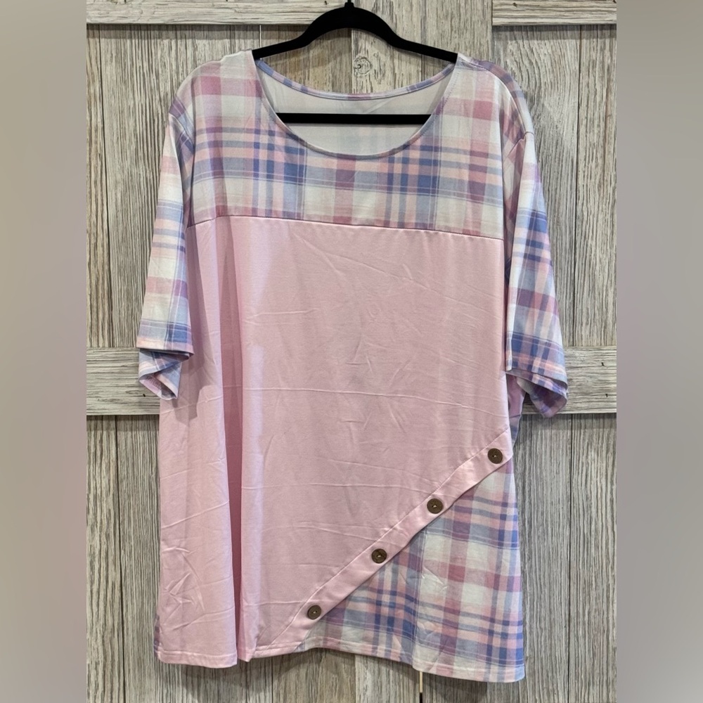 Unbranded Pink Plaid Top sz 4X